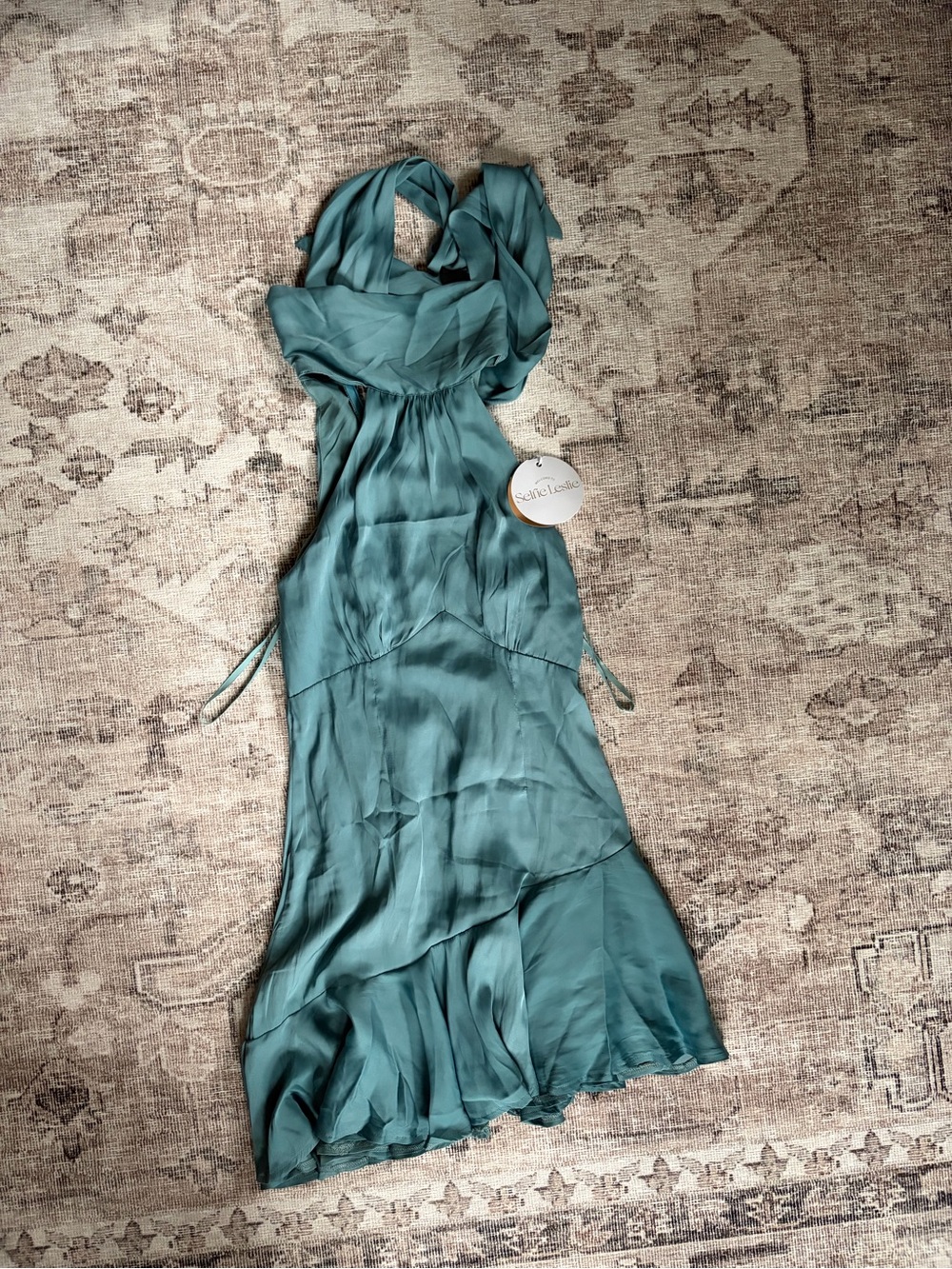 Selfie Leslie Teal Halter Slip Dress